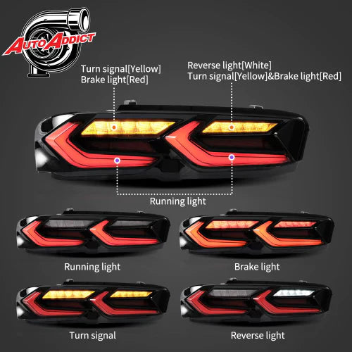 2019-2023 CHEVY CAMARO UMBRA LED TAILLIGHTS GLOSS BLACK/SMOKE LENS - PRIMO DYNAMIC