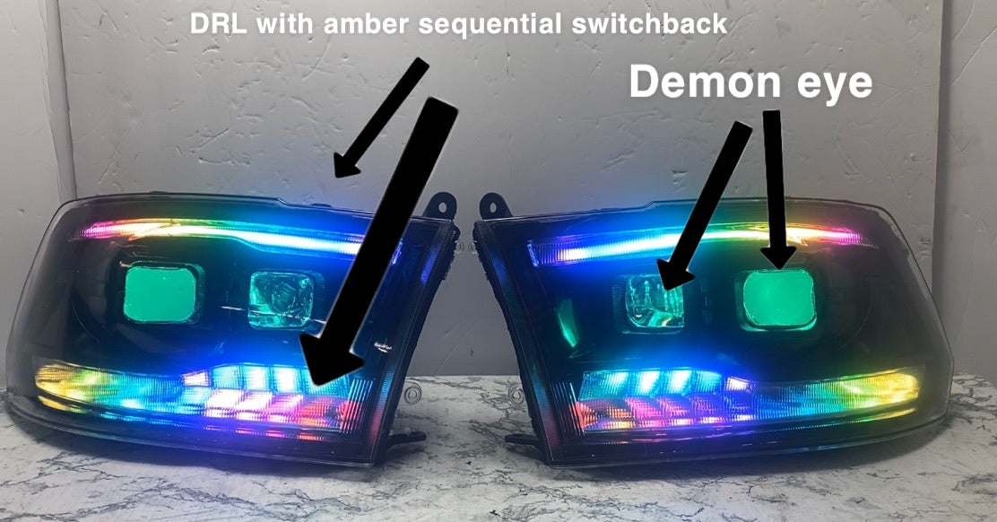 2009-2019 Dodge Ram Projector Prebuilt Headlights cyclops edition - PRIMO DYNAMIC